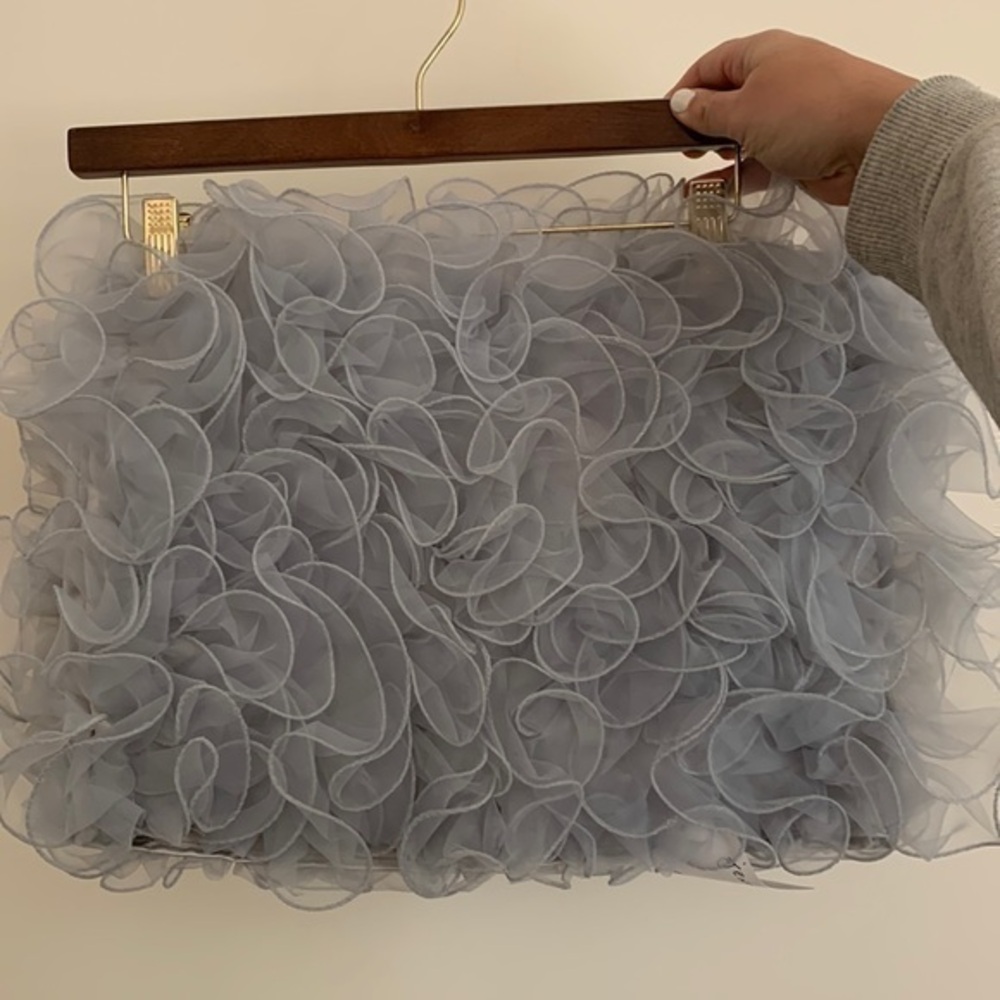 Blue Grey Chair Cover in Ruffle Floral Look